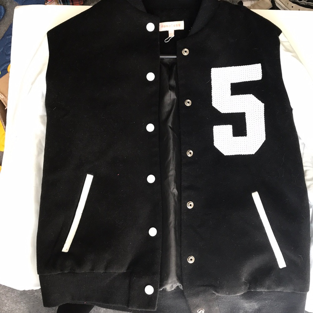 Faux Leather Varsity Jacket